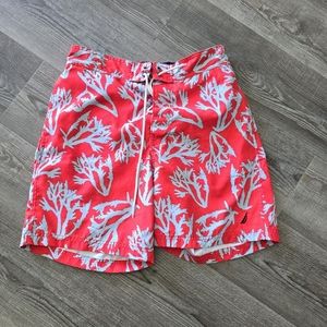 Nautical tropical print red and white size men's medium